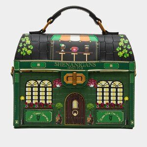 Betsey Johnson Kitsch Shananigans Pub Tote Crossbody Bag Green Multi NWT